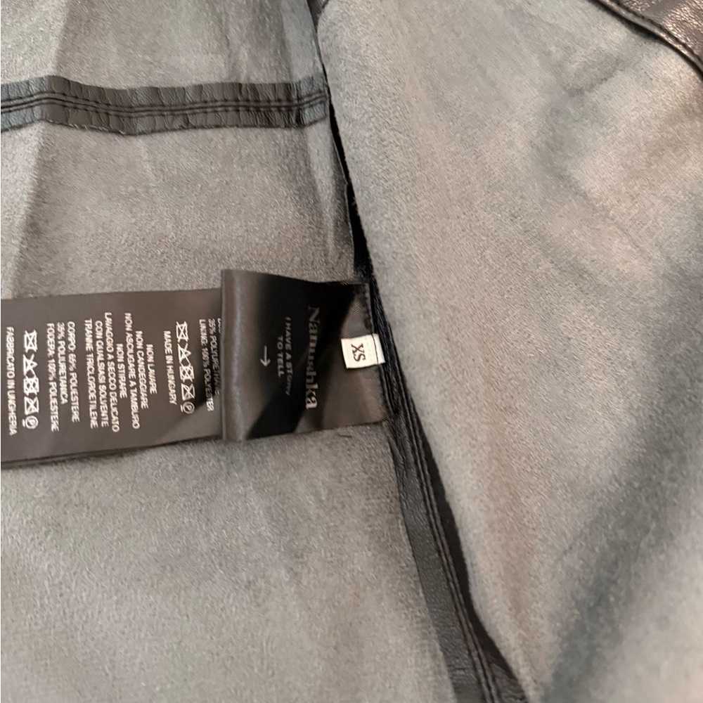 Black Leather Button-Front Jacket - Picture 2 of 3